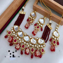 FS Collection Gold Plated Kundan Stone And Beads Necklace Set