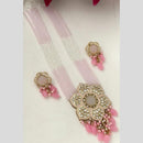 FS Collection Gold Plated Kundan Stone Pearl And Beads Necklace Set