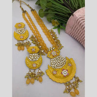 FS Collection Gold Plated Kundan Stone And Beads Necklace Set