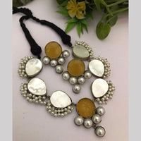 FS Collection Oxidised Plated  Pearl Thread Necklace Set