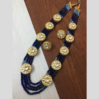 FS Collection Gold Plated Kundan Stone And Beads Necklace Set