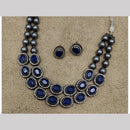 FS Collection Oxidised Plated Crystal Stone Necklace Set