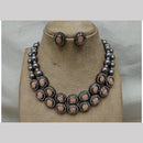 FS Collection Oxidised Plated Crystal Stone Necklace Set
