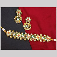 FS Collection Gold Plated Kundan Stone Necklace Set