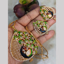 FS Collection Gold Plated American Diamond Peacock Design Chain Pendant Set