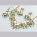 FS Collection Gold Plated Kundan Stone & Beads Necklace Set
