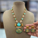 FS Collection Gold Plated Austrian Stone Elephant Necklace Set