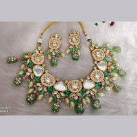 FS Collection Gold Plated Kundan Stone And Beads Necklace Set