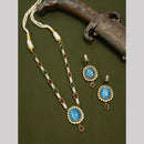 FS Collections Gold Plated Kundan Stone Long Necklace Set