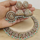FS Collection Gold Plated Kundan Stone And Pearls Necklace Set