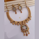 FS Collection Gold Plated Pota Stone And Pearls Necklace Set