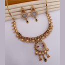 FS Collection Gold Plated Pota Stone And Pearls Necklace Set