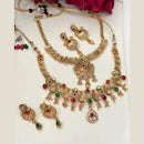 FS Collection Gold Plated Pota Stone Double Necklace Set