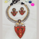 FS Collection 2 Tone Plated Pota Stone Necklace Set