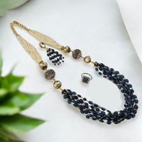 FS Collection Gold Plated Pearls And Beads Necklace Set