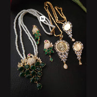 FS Collection AD Stone And Pearls Necklace And Pendent Set Combo