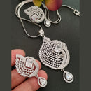 FS Collection Silver Plated American Diamond  Chain Pendant Set