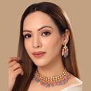 FS Collection Gold Plated Kundan Stone And Beads Necklace Set