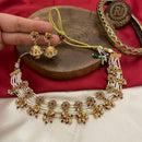 FS Collection Gold Plated Pota Stone And  Pearls Necklace Set