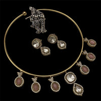 FS Collection Gold Plated Crystal And Austrian Stone Necklace Stone