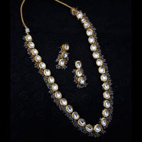 FS Collection Gold Plated Kundan Stone And Beads Necklace Set