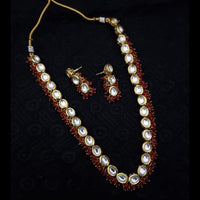 FS Collection Gold Plated Kundan Stone And Beads Necklace Set