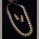 FS Collection Gold Plated Kundan Stone And Beads Necklace Set