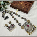FS Collection 2 Tone Plated Pota Stone And Pearls Long Necklace Set
