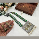 FS Collection 2 Tone Plated Pota Stone And Pearls Long Necklace Set