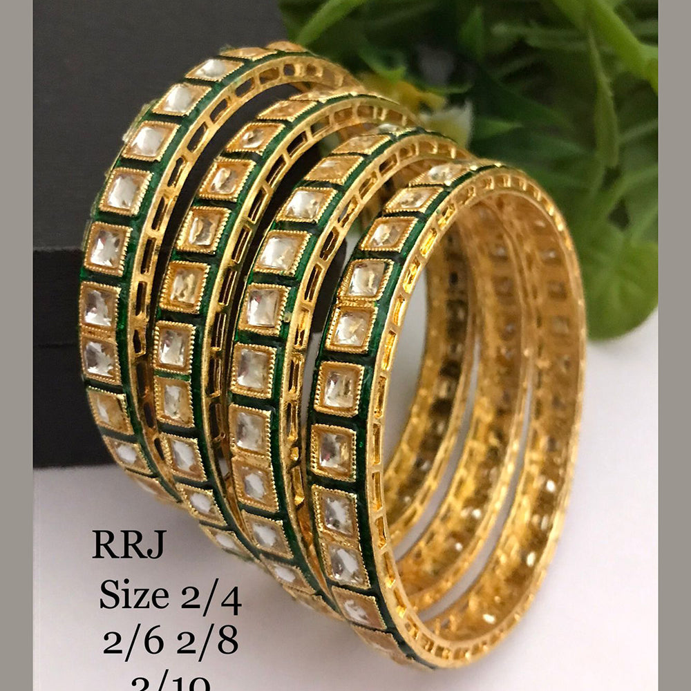 FS Collection Gold Plated Crystal Stone Bangle Set