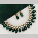 FS Collection Gold Plated  Kundan Stone And Beads Necklace Set