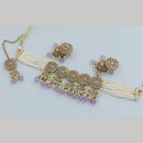 FS Collection Gold Plated Crystal Stone And  Beads Choker Necklace Set