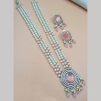 FS Collection Gold Plated AD And Beads Long Necklace Set