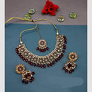 FS Collection Gold Plated Crystal  Stone And Pearls Necklace Set