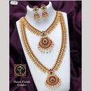 FS Collection Gold Plated Pota Stone Double Necklace Set