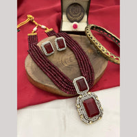 FS Collection Crystal Stone And Austrian Stone Pearls Necklace Set