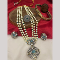 FS Collection 2 Tone Plated Austrian Stone Pearls Necklace Set