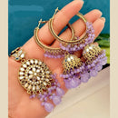 FS Collection Gold Plated Beads And Mirror Earring With Mangtikka