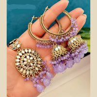 FS Collection Gold Plated Beads And Mirror Earring With Mangtikka