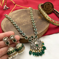 FS Collection 2 Tone Plated Austrian Stone And Beads Long Necklace Set