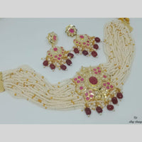 FS Collection Gold Plated Pearl Choker Necklace Set
