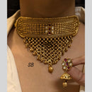 FS Collection Gold Plated Pota Stone Choker Necklace Set