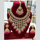 FS Collection Gold Plated Kundan Stone And Beads Necklace Set