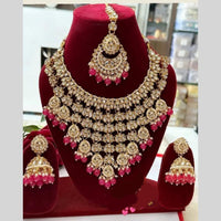 FS Collection Gold Plated Kundan Stone And Beads Necklace Set