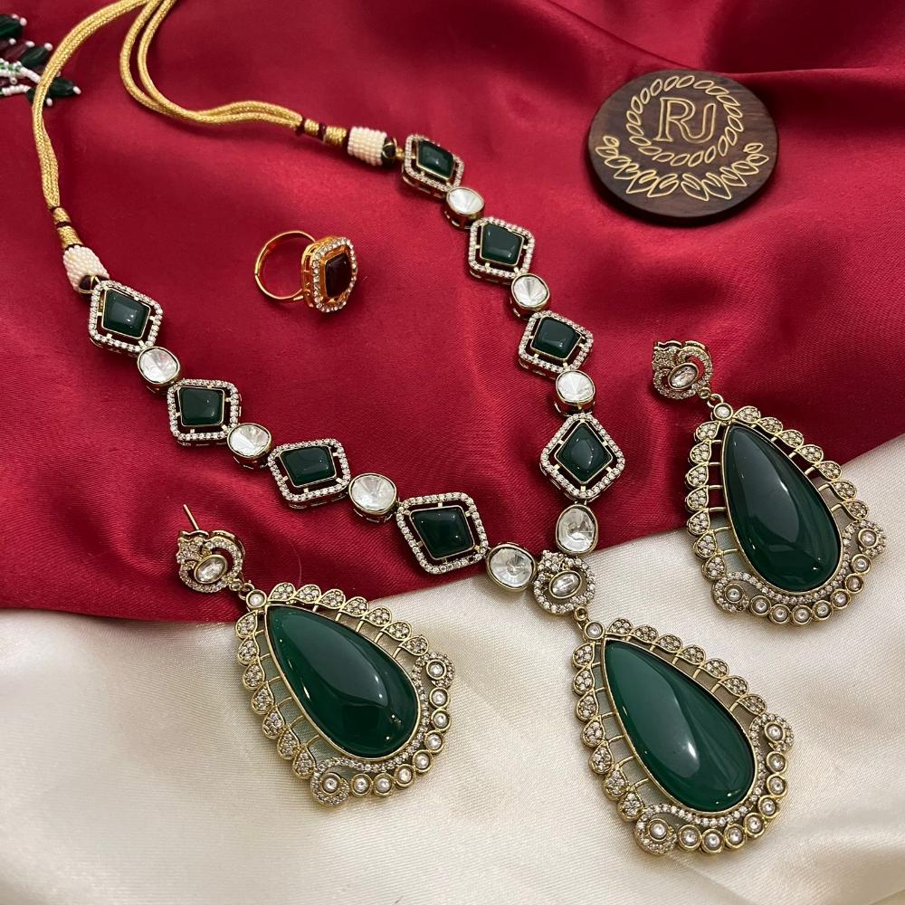 FS Collection Gold Plated Crystal Stone Necklace Set