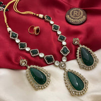 FS Collection Gold Plated Crystal Stone Necklace Set