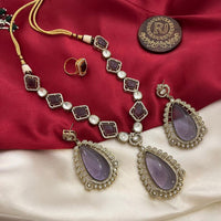 FS Collection Gold Plated Crystal Stone Necklace Set
