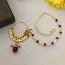FS Collection Gold Plated Crystal Stone And Pearls Nose Ring