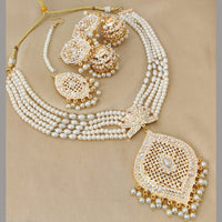 FS Collection Gold Plated Austrian Stone And Pearls Necklace Set