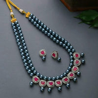 FS Collection Gold Plated Pota Stone And Beads Necklace Set